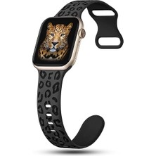 MobaxAksesuar Apple Watch 10 42mm - 38/40/41mm Kordon Leopar Desen Yumuşak Silikon Kordon 2/3/4/5/6/se/7/8/9