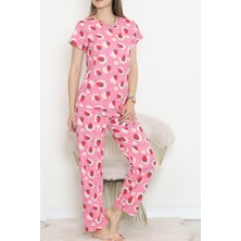 Dantel Çilek Desenli Pijama Takımı