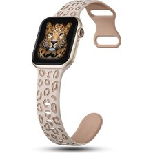 MobaxAksesuar Apple Watch 10 42mm - 38/40/41mm Kordon Leopar Desen Yumuşak Silikon Kordon 2/3/4/5/6/se/7/8/9