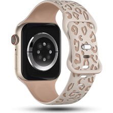 MobaxAksesuar Apple Watch 10 42mm - 38/40/41mm Kordon Leopar Desen Yumuşak Silikon Kordon 2/3/4/5/6/se/7/8/9