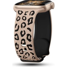 MobaxAksesuar Apple Watch 10 42mm - 38/40/41mm Kordon Leopar Desen Yumuşak Silikon Kordon 2/3/4/5/6/se/7/8/9