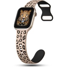 MobaxAksesuar Apple Watch 10 42mm - 38/40/41mm Kordon Leopar Desen Yumuşak Silikon Kordon 2/3/4/5/6/se/7/8/9