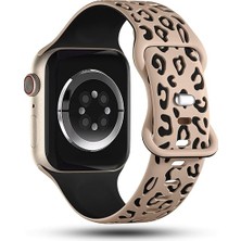 MobaxAksesuar Apple Watch 10 42mm - 38/40/41mm Kordon Leopar Desen Yumuşak Silikon Kordon 2/3/4/5/6/se/7/8/9