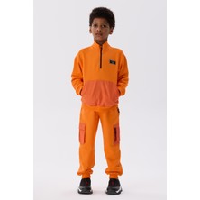 Nebbati Bg Store Erkek Çocuk Oranj Sweatshirt Uzun Kol Bisiklet Yaka Cepsiz Orta Kalınlık