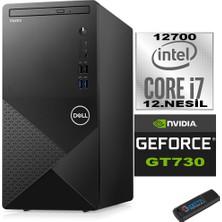 Dell Vostro 3910 mt Intel Core I7 12700 16GB 256GB SSD 23.8" Fhd Windows 11 Home Nvidia GT730-4GB Masaüstü Bilgisayar 23N3910GT730H06 + Zetta USB Bellek