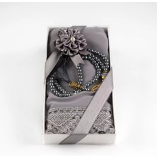 Hayrat Neşriyat Namaz Örtüsü (Şal) + Tesbih Hediye Seti (Gri)