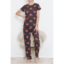 Dantel Desenli Pijama Takımı Antikahve