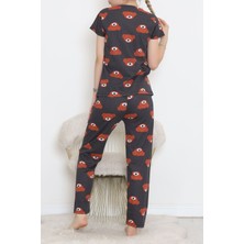 Dantel Desenli Pijama Takımı Antikahve