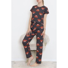 Dantel Desenli Pijama Takımı Antikahve