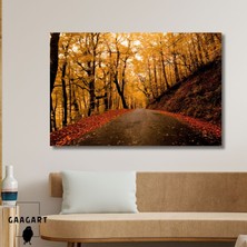 Gaagart Tekli Yatay Kanvas Duvar Tablosu Sonbahar ve Ormanlık Yol