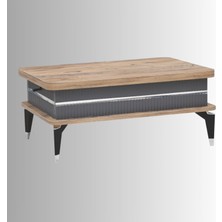 Neva Mobilya Riva Akıllı Sehpa Atlantik Çam Antrasit Gümüş Detaylı Çok Amaçlı 90x39x60 Cm