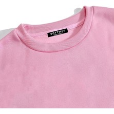 Unisex Oversize Bisiklet Yaka Basic Heiparman Panda Baskılı Sweatshirt - Pembe