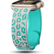 MobaxAksesuar Apple Watch 10 42mm - 38/40/41mm Kordon Leopar Desen Yumuşak Silikon Kordon 2/3/4/5/6/se/7/8/9