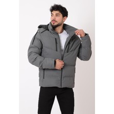 Stil Kombin Çift Göğüs Fermuarlı Karbon Deri Şişme Mont Pldp 2986_50406