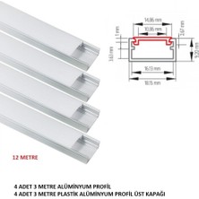 Sese Alüminyum LED Kanalı LED Profili ve Üst Kapağı 4 Boy 12 Metre Boş Kasa 724-01