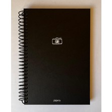 Colornote Papirüs Mini Serisi Kareli Defter, Spiralli, Sert Kapaklı, 16 x 23 Cm, 100 Yaprak (Ön Kapakta Fotoğraf Makinesi Çizimli)