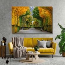 Gaagart Tekli Yatay Kanvas Duvar Tablosu Renkli Ağaçlar ve Banklar