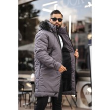 Rhones Kapşon Kürklü Erkek Uzun Mont