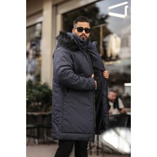 Rhones Kapşon Kürklü Erkek Uzun Mont