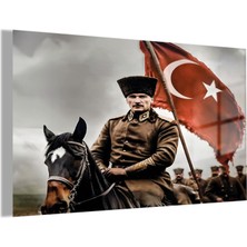 Gaagart Temperli Gerçek Cam Yatay Ofis Duvar Tablosu Atatürk