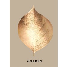 Harikabirev Krem - Gold Renk  Soyut Golden Yaprak Kombin  Çerçeveli Cam Tablo  3'lü Dikey