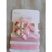 Efna Store Üzeri Mine Kaplamalı Sevimli Kuromi,hello Kitty Figür Pens ve Düz Model Çocuk Havlu Lastik Set Toka