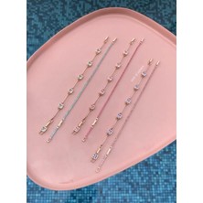 Çelik Suyolu Pembe Taşlı Bileklik