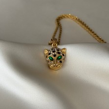 Laria Jewelry Yeşil Gözlü Taşlı Kaplan Kolye