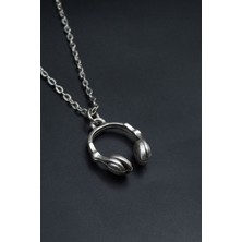 Kulaklık  Gümüş Kaplama Unisex Düz Zincir Kolye kod 793