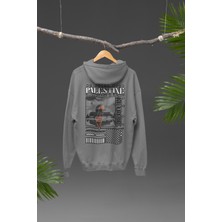 Nulivez Filistin Tasarımı Sırt Baskılı Yüksek Kalite Kapüşonlu Kanguru Cepli Unisex Oversize Sweatshirt