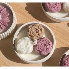 Meltt Candle 3 Renk Çicek Detaylı Dekoratif Mum