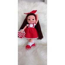 Kırmızı Elif Bebek Amigurumi Organik Oyuncak