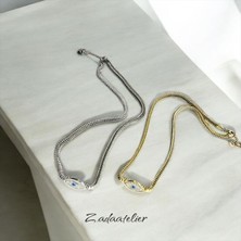 Ada Damla Taşlı Minimal Charm Kolye