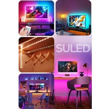 Suled   5mt x 2'li Set Rgb Duvar Tavan Şerit LED Işık Ambiyans & Sabit 16 Renk Kumandalı Yapışkanlı 10 Metre