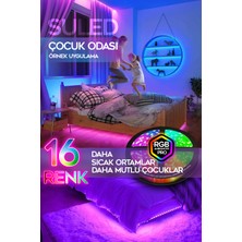 Suled   5mt x 2'li Set Rgb Duvar Tavan Şerit LED Işık Ambiyans & Sabit 16 Renk Kumandalı Yapışkanlı 10 Metre
