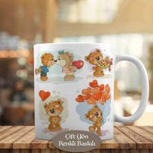 Kapli Balonlu Sevimli Ayıcıklar Baskılı Kupa Bardak Hediyelik-197