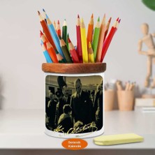 Mustafa Kemal Atatürk'ün Çocuk Sevgisi Ahşap Seramik Kalemlik-832