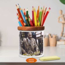 Lider Mustafa Kemal Atatürk Ahşap Seramik Kalemlik-s494