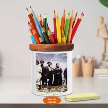 Karizmatik Atatürk ve Eşi Latife Ahşap Seramik Kalemlik -r219