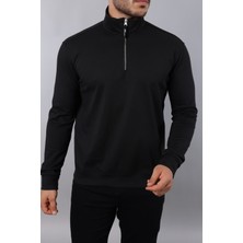 A02Teks Erkek Uzun Kollu Slim Fit Pamuklu Yarım Fermuarlı Sweatshirt