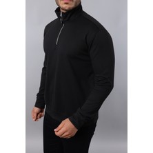 A02Teks Erkek Uzun Kollu Slim Fit Pamuklu Yarım Fermuarlı Sweatshirt