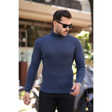 A02Teks Erkek Slim Fit Balıkçı Yaka Fitilli Kalın Kazak