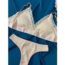 Blue Moonlight Lingerie Somon Kaşkorse Sütyen Külot Takım