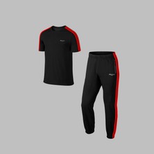 Poseidon Storm Erkek Siyah Özel Supra Penye Kumaş Koşu ve Yürüyüş Için Rahat Tshirt-Eşofman Takımı (S-3xl)