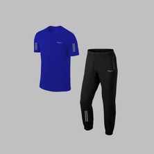 Poseidon Storm  Erkek Mavi Özel Supra Penye Kumaş Mevsimlik Fermuarlı Tshirt-Eşofman Takımı (S-3xl)