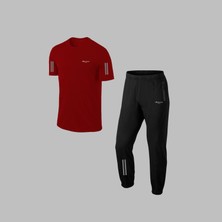 Poseidon Storm Büyük Beden Erkek Bordo Özel Supra Penye Kumaş Fermuarlı Tshirt-Eşofman Seti  (4xl- 10XL)