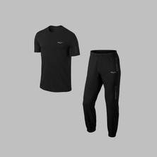 Poseidon Storm Erkek Siyah Özel Supra Penye Kumaş Önü Cep Detaylı Tshirt-Eşofman Takımı (S-3xl)
