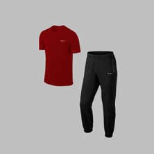 Poseidon Storm  Büyük Beden Erkek Bordo Özel Supra Penye Kumaş Fermuarlı Koşu Seti (4xl- 10XL)