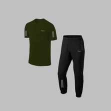 Poseidon Storm  Erkek Haki Özel Supra Penye Kumaş Rahat Yürüyüş Tshirt-Eşofman Takımı (S-3xl)