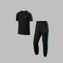 Poseidon Storm Erkek Siyah Özel Supra Penye Kumaş Cep Detaylı Rahat Tshirt-Eşofman Seti S-3xl